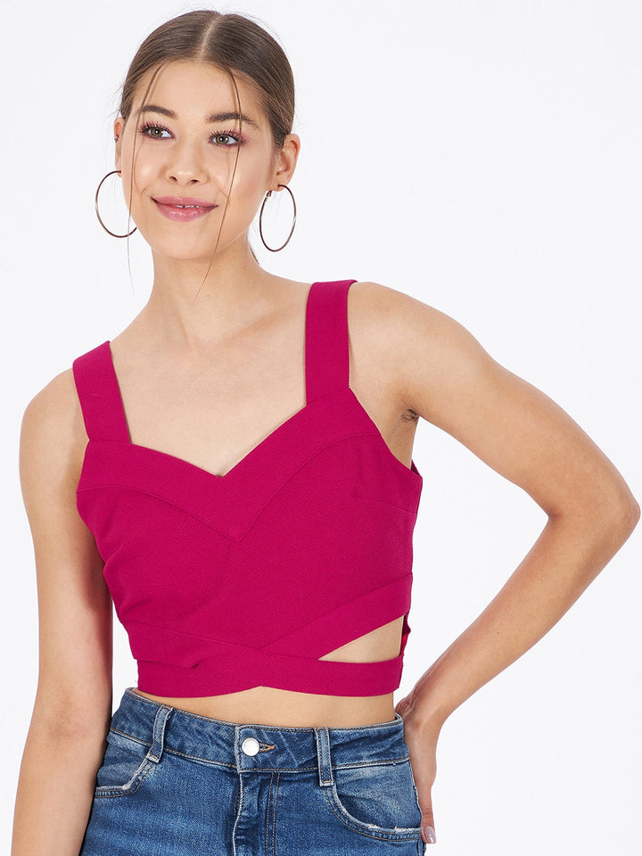 Spandex Front Cut-Out Crop Top