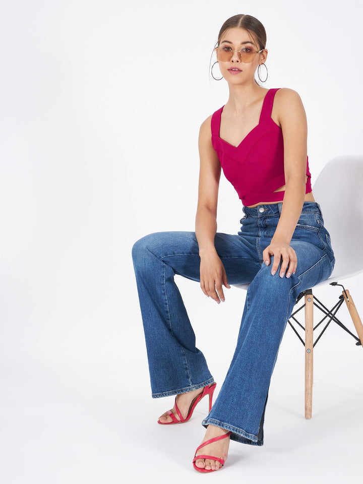 Spandex Front Cut-Out Crop Top