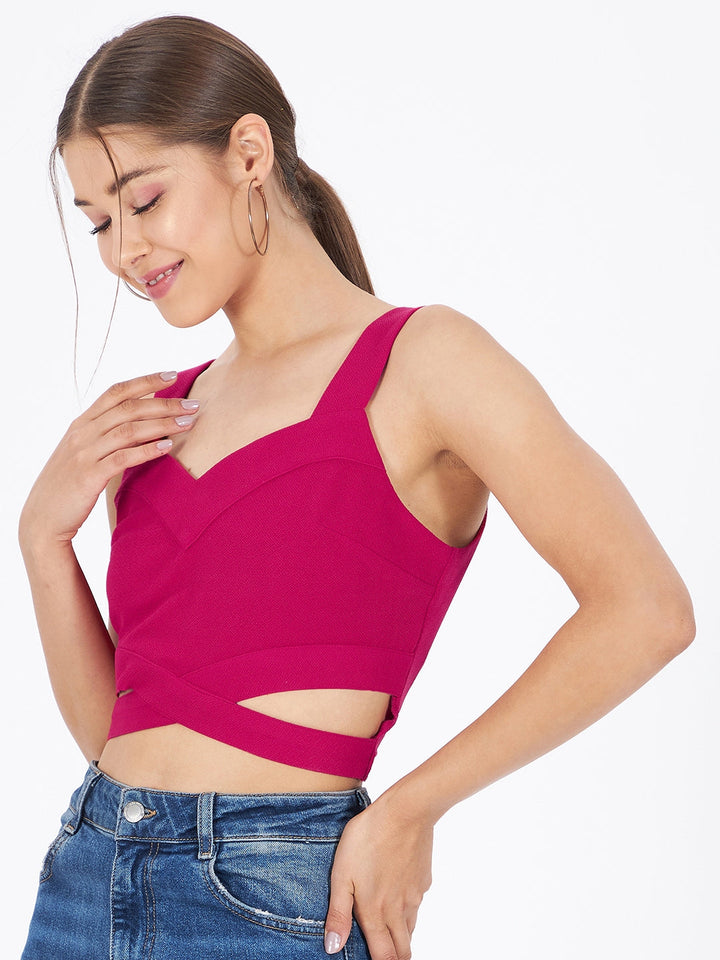 Spandex Front Cut-Out Crop Top