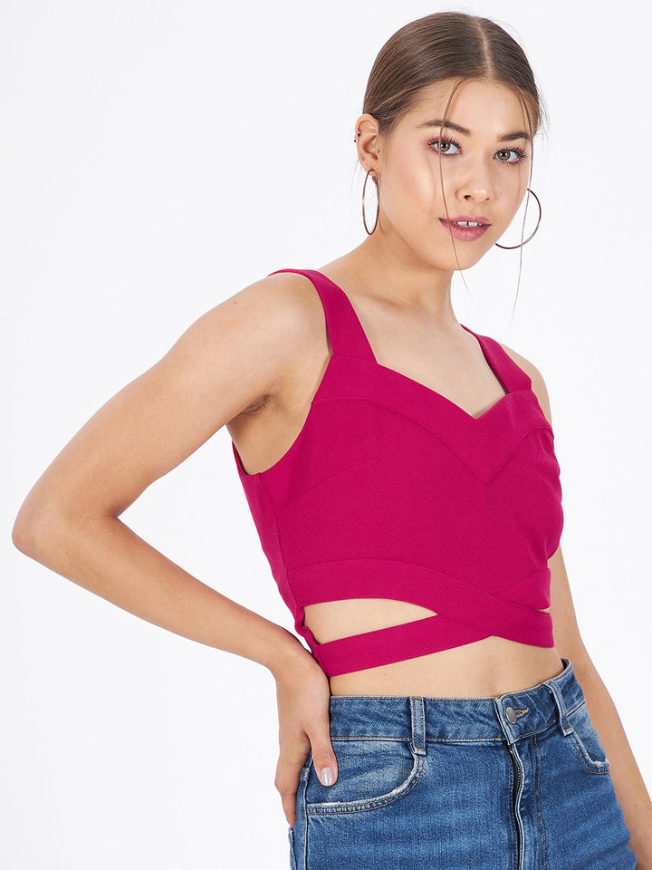 Spandex Front Cut-Out Crop Top