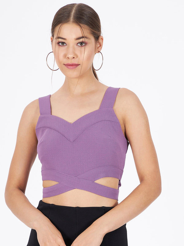 Spandex Front Cut-Out Crop Top