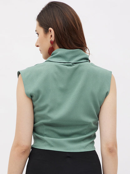 Moss Crepe Cowl Neck Top