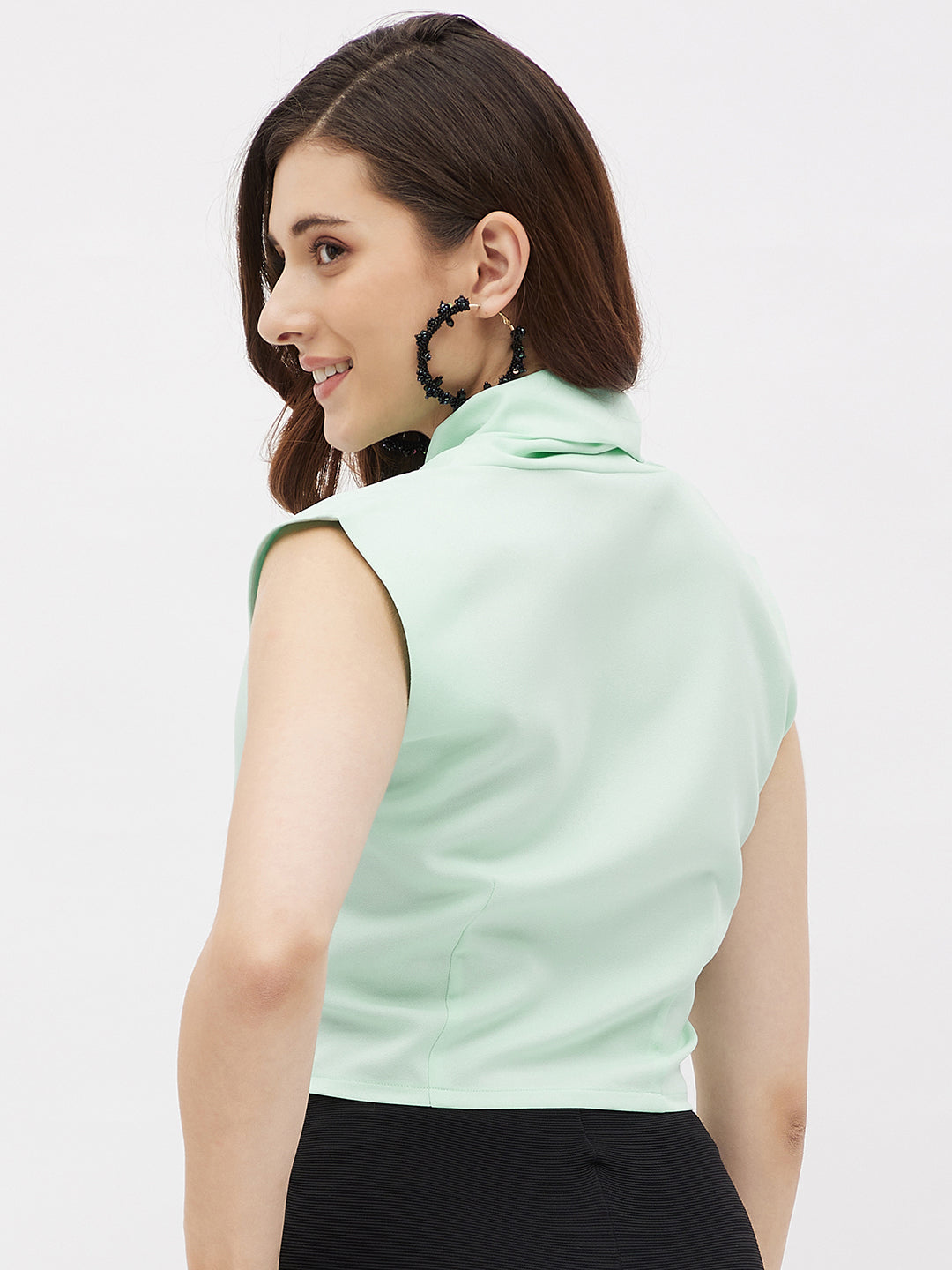 Moss Crepe Cowl Neck Top