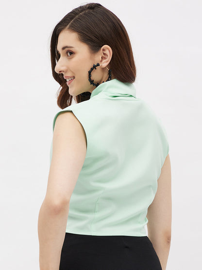 Moss Crepe Cowl Neck Top