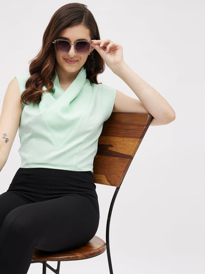 Moss Crepe Cowl Neck Top