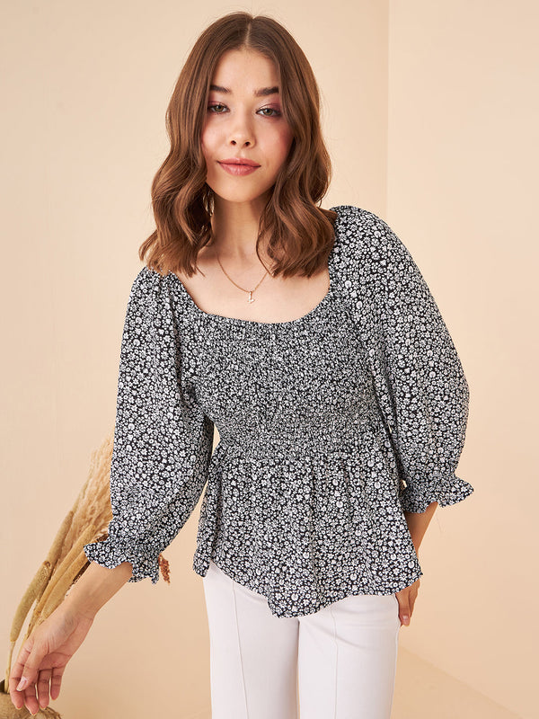 Square neck Smocked Top
