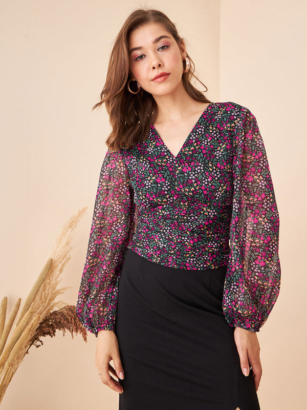 Ruched V-Neck Top