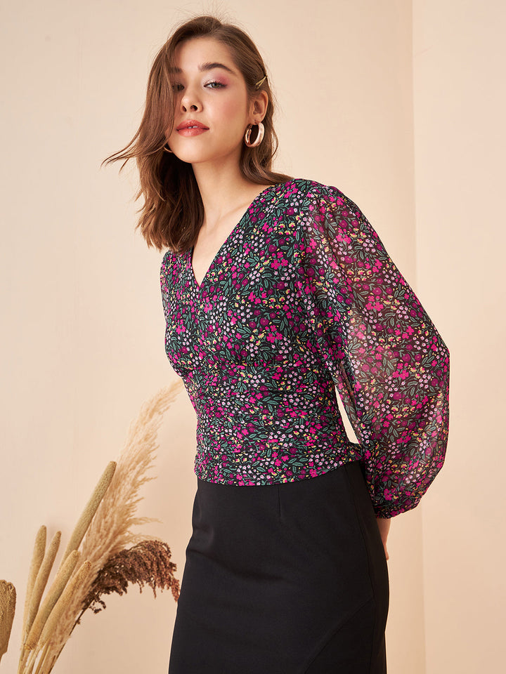 Ruched V-Neck Top