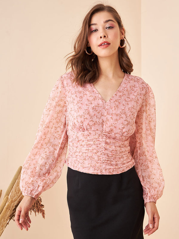 Ruched V-Neck Top