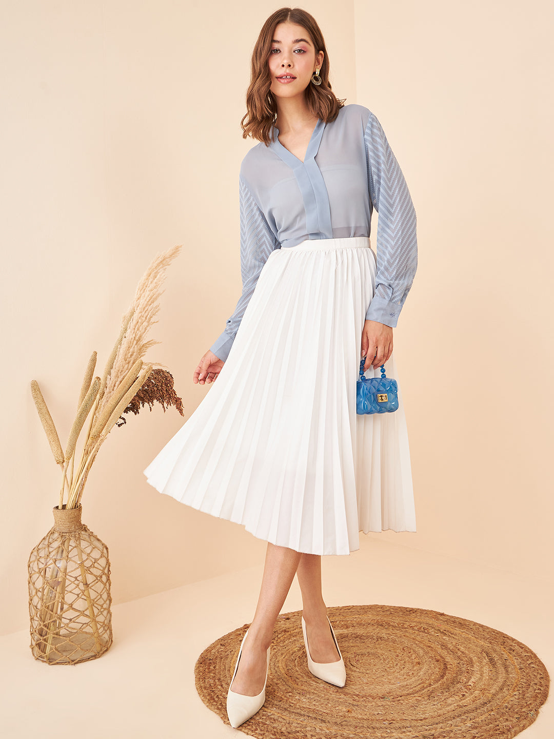 Notched Neckline Solid Top