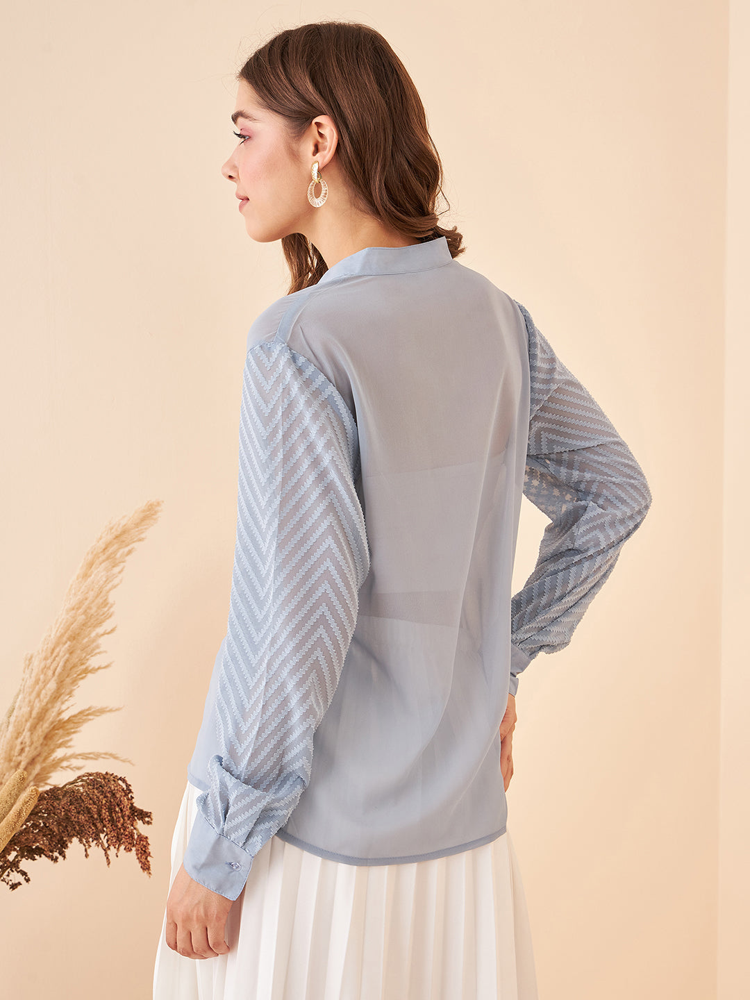 Notched Neckline Solid Top