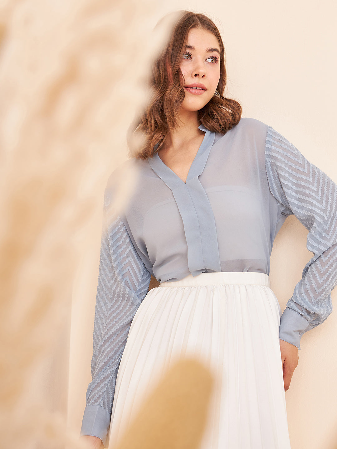 Notched Neckline Solid Top