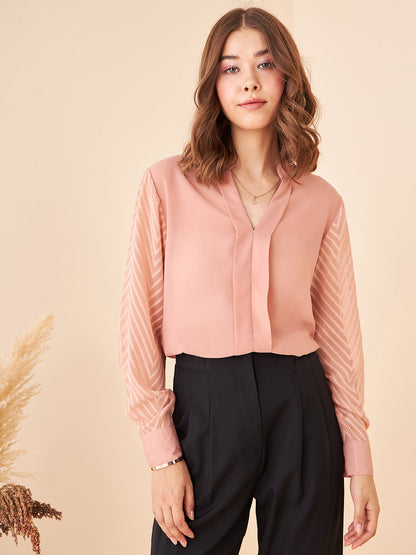Notched Neckline Solid Top