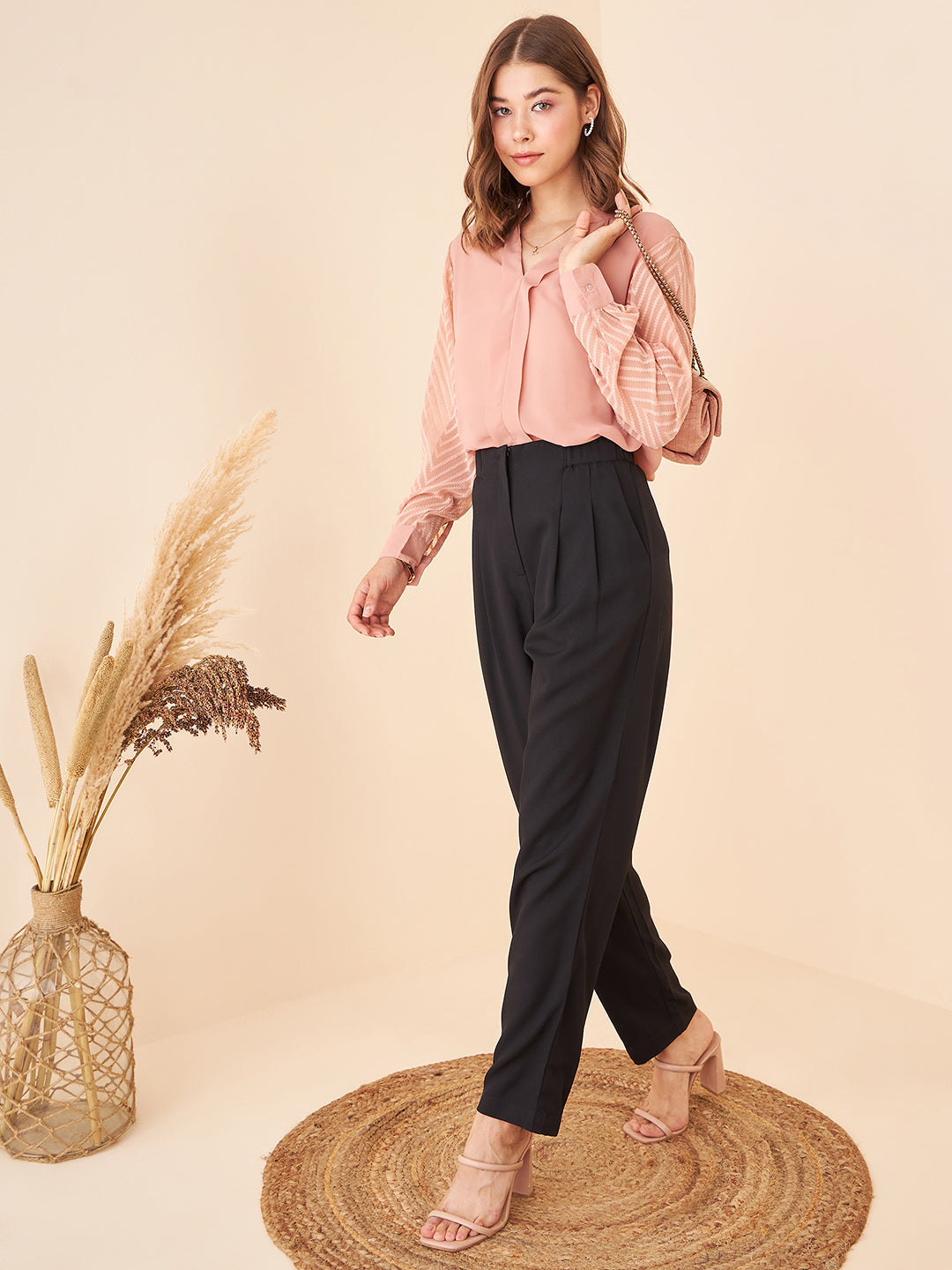 Notched Neckline Solid Top