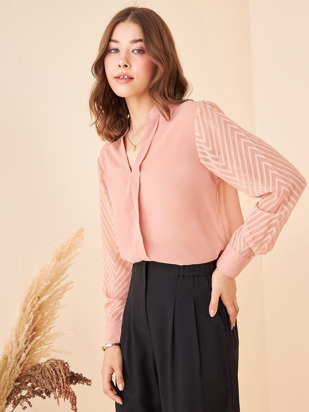 Notched Neckline Solid Top