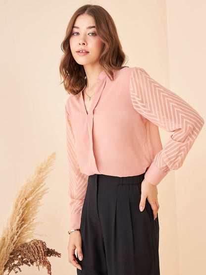 Notched Neckline Solid Top