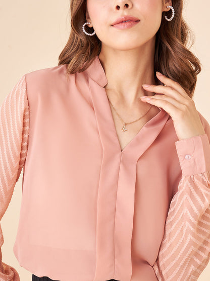Notched Neckline Solid Top