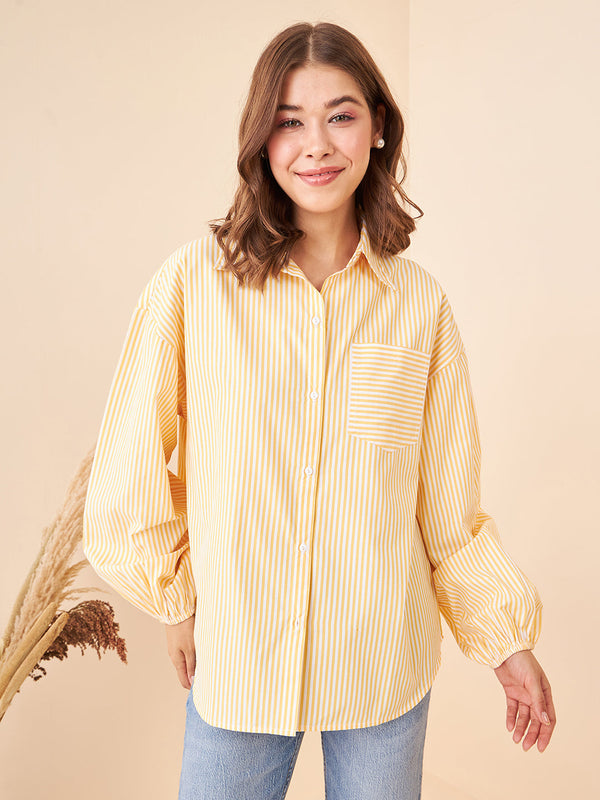 Stripes Oversized Yellow Shirt