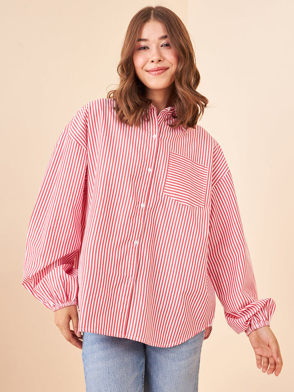 Stripes Oversized Red Shirt