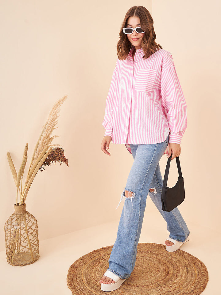 Stripes Oversized Pink Shirt