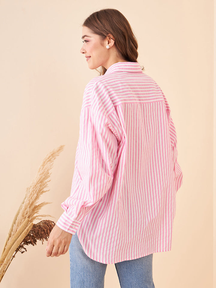 Stripes Oversized Pink Shirt