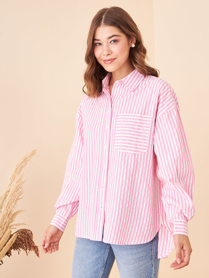 Stripes Oversized Pink Shirt
