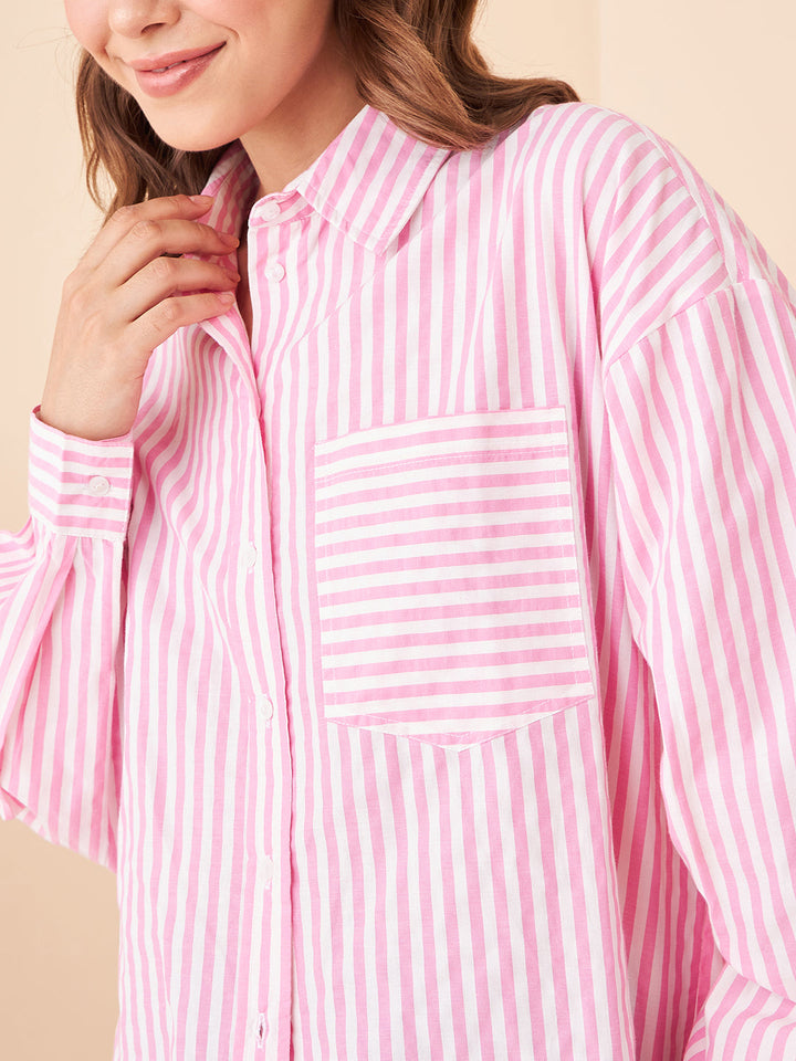 Stripes Oversized Pink Shirt