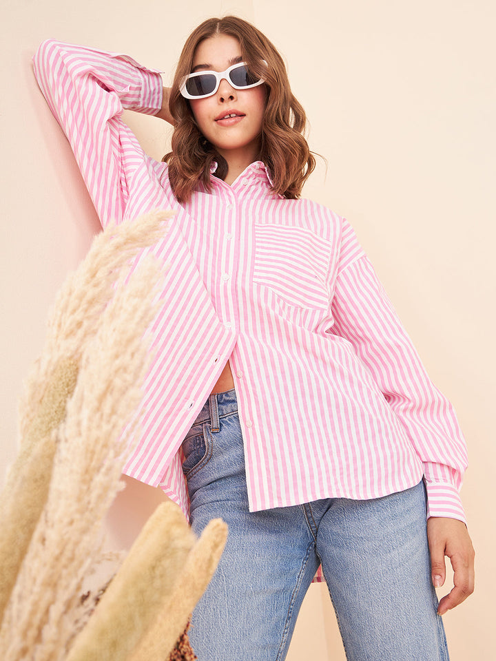 Stripes Oversized Pink Shirt