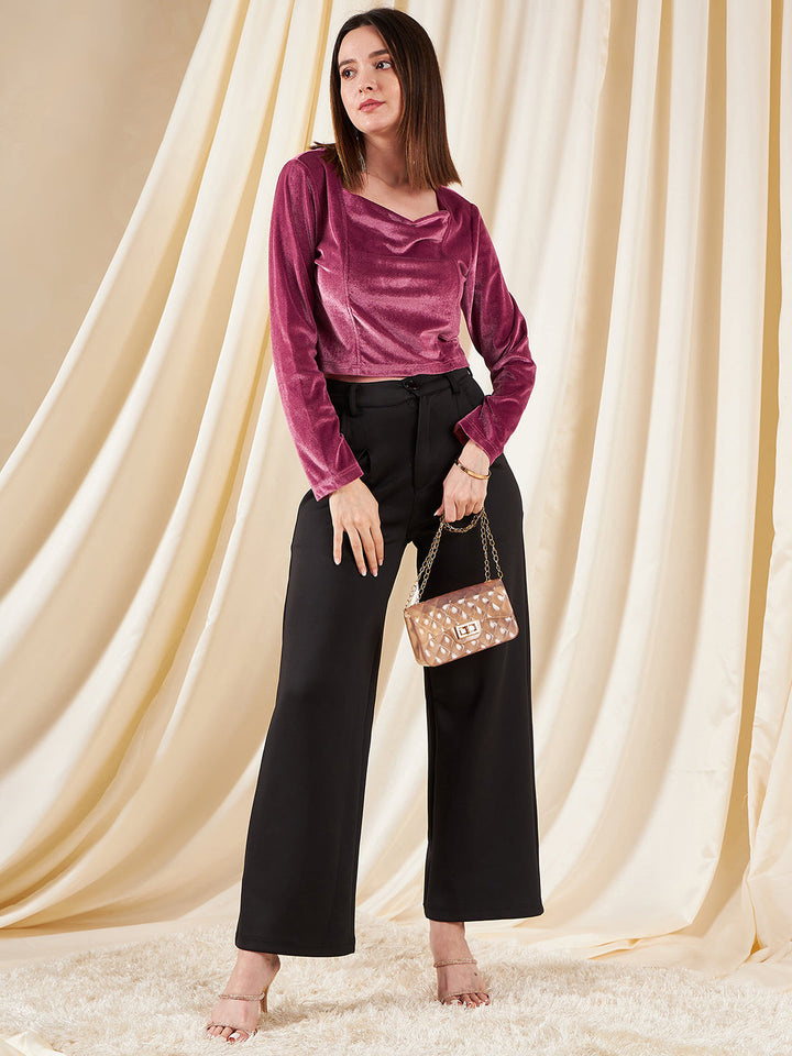 Onion Pink Cowl Neck Top