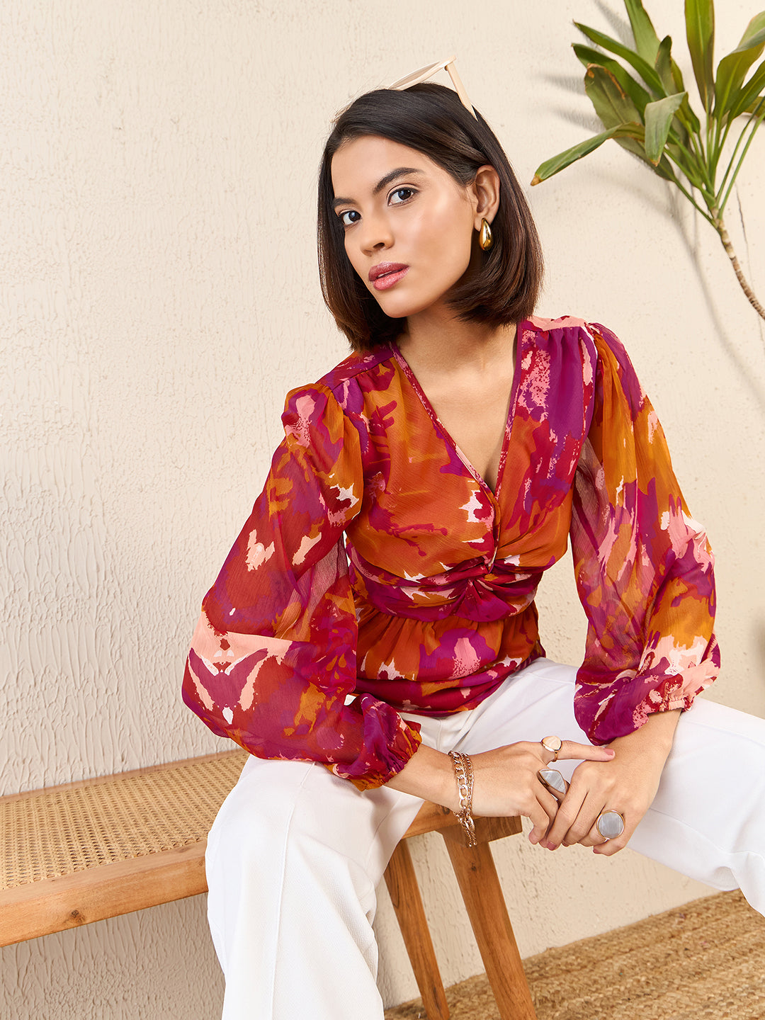 Twist Detail Long Sleeve Blouse