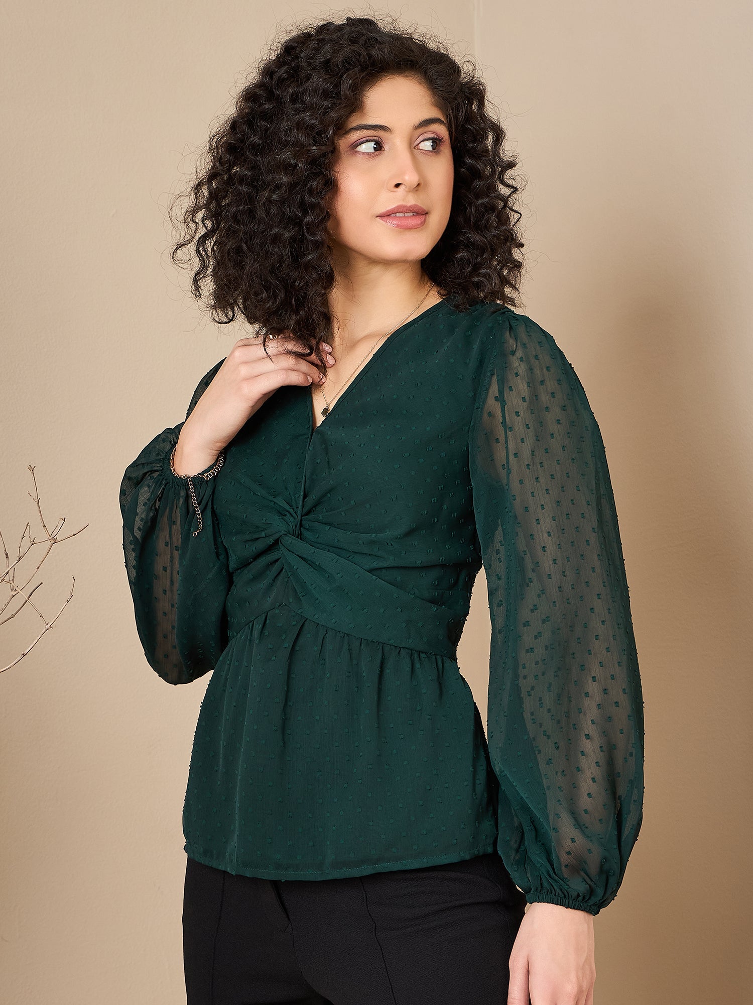 Twist Detail Long Sleeve Blouse