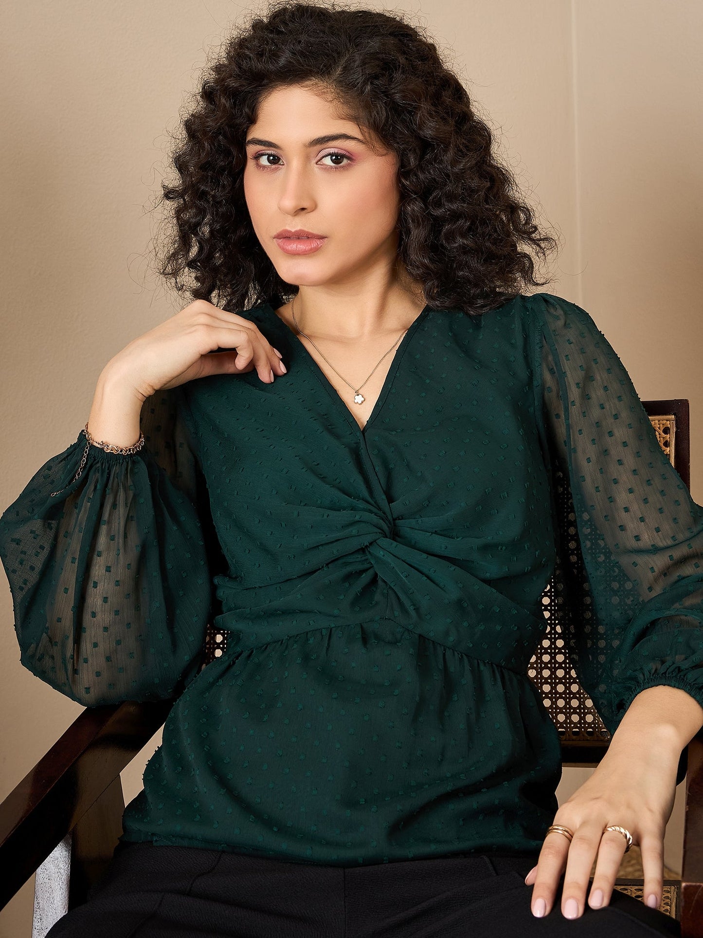 Twist Detail Long Sleeve Blouse