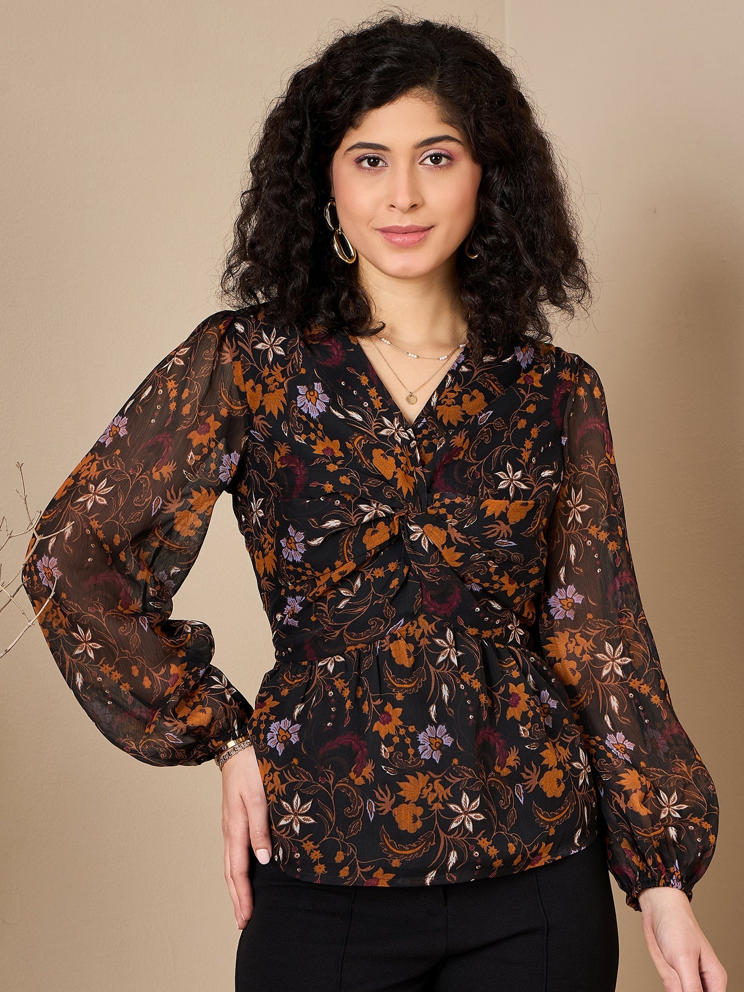 Twist Detail Long Sleeve Blouse