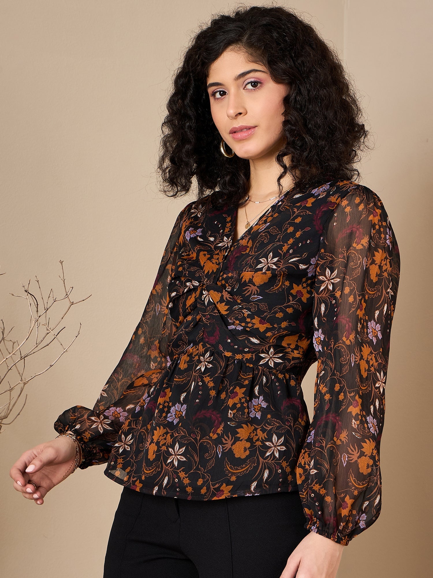 Twist Detail Long Sleeve Blouse