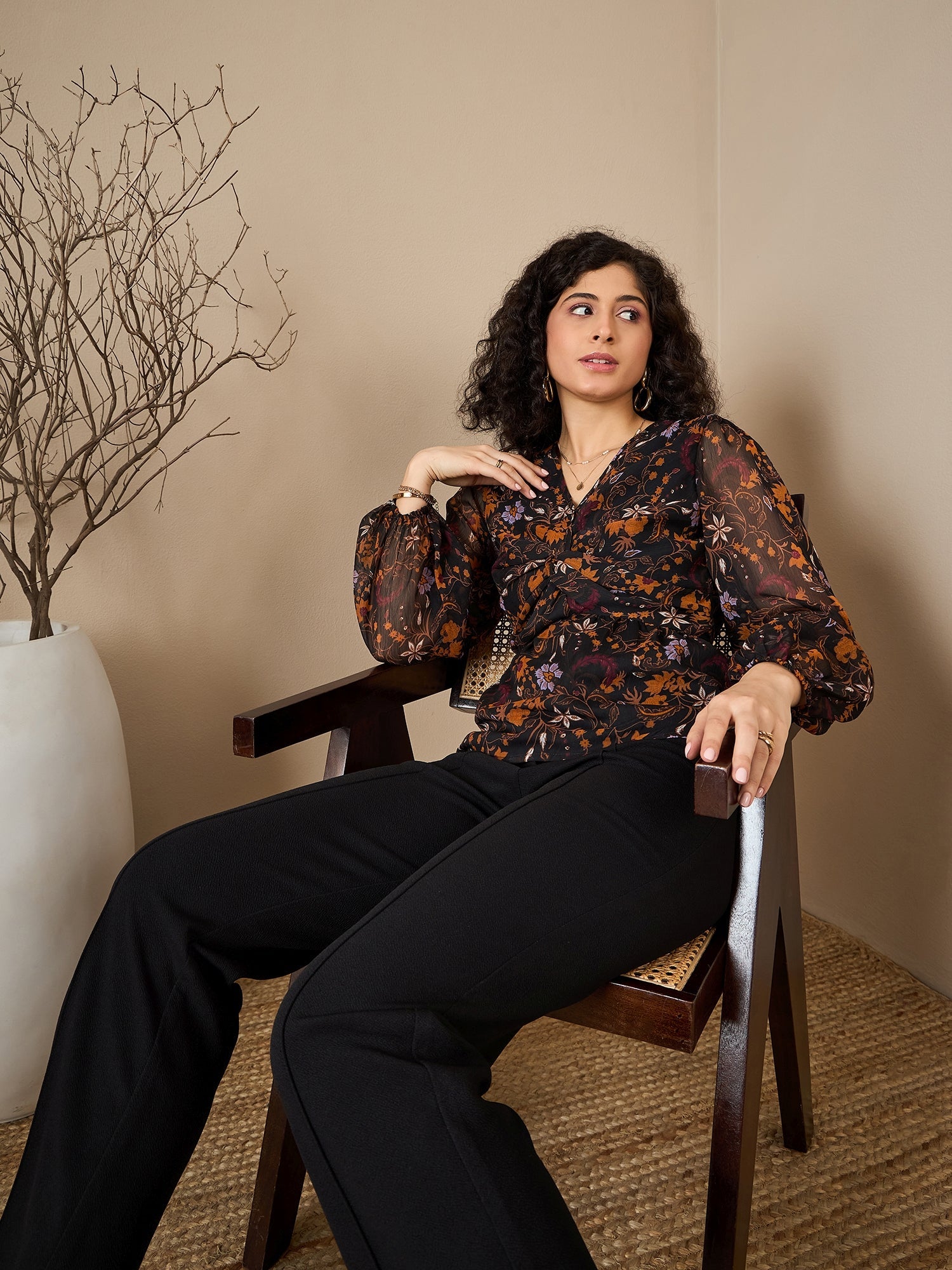 Twist Detail Long Sleeve Blouse