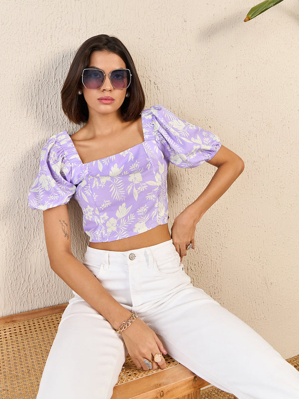 Puff Sleeve Crop Top