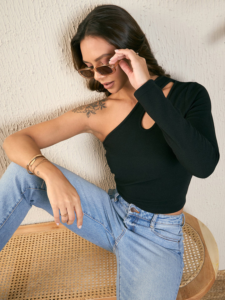 Cut-out One Shoulder Top