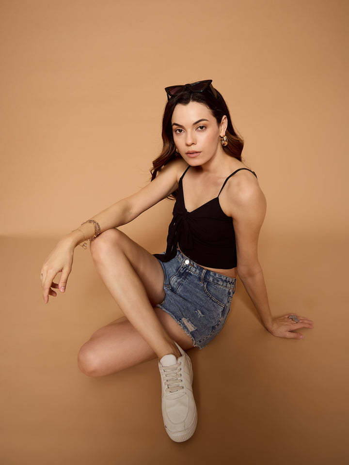 Front Tie Knot Crop Top