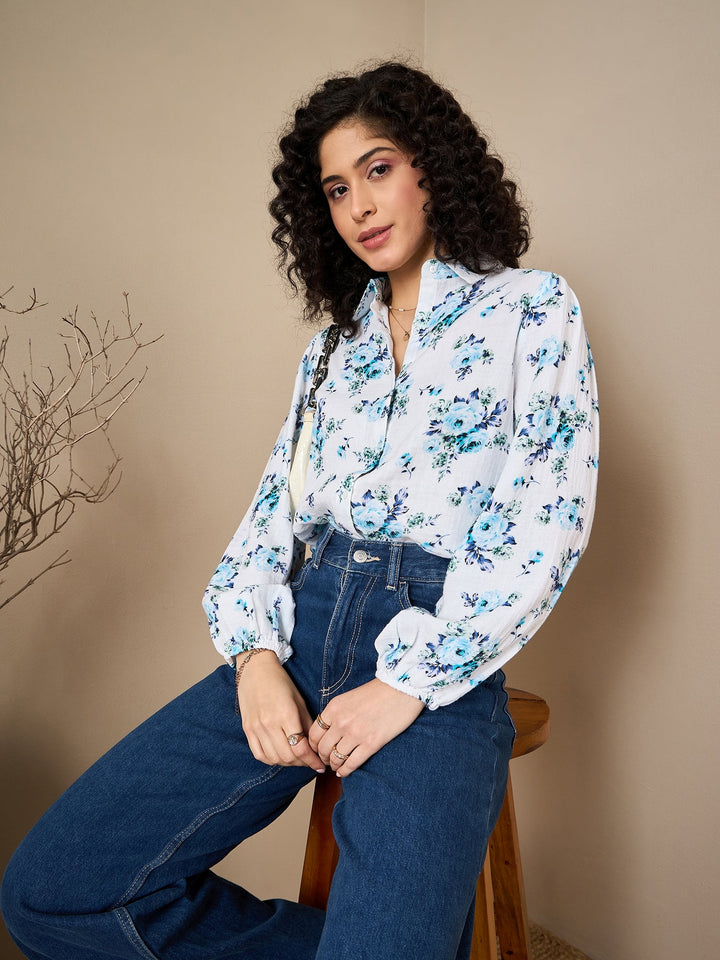 Floral Volume Up Sleeve Shirt