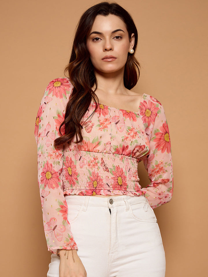 Smocked Blouson Top