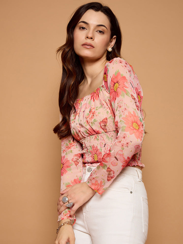Smocked Blouson Top