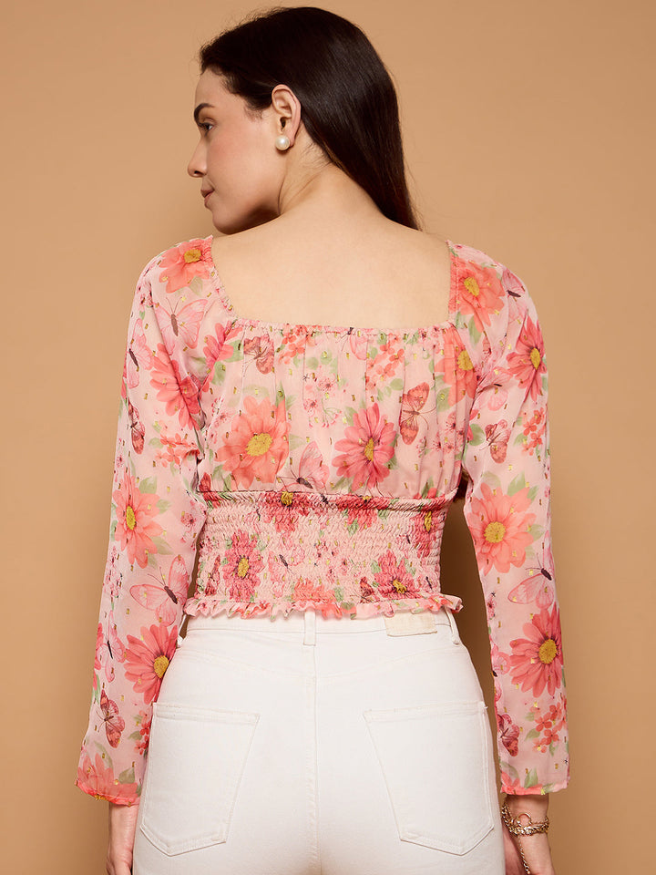 Smocked Blouson Top