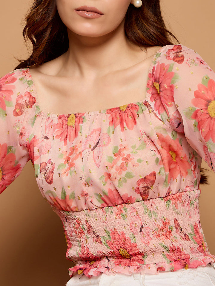 Smocked Blouson Top