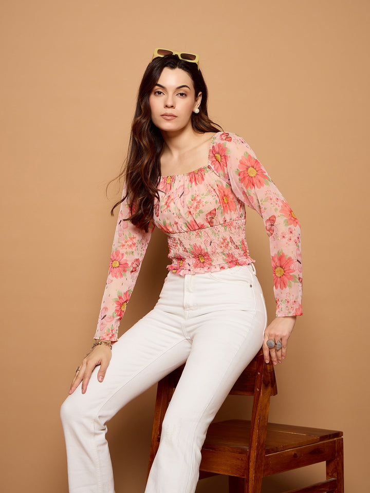 Smocked Blouson Top