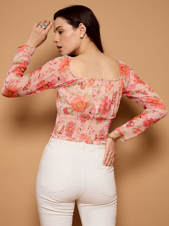 Smocked Blouson Top