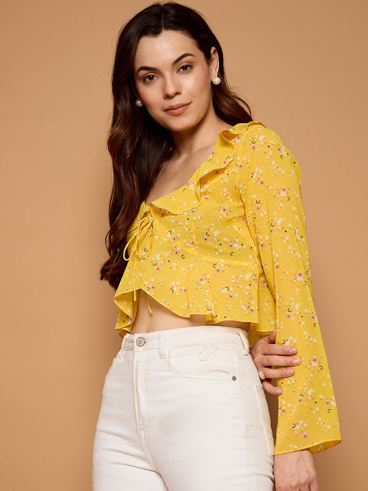 Bell Sleeves Ruffled Shrug