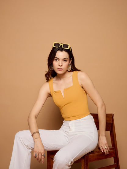 V-Cut Solid Tank Top