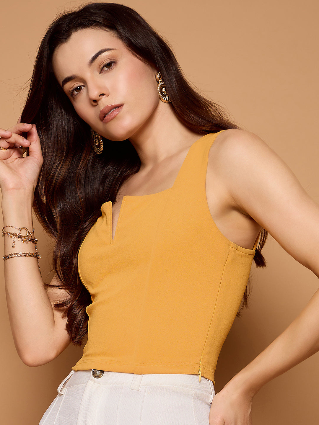 V-Cut Solid Tank Top