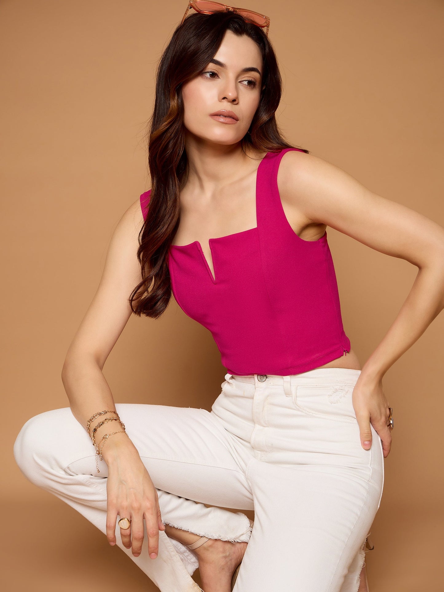 V-Cut Solid Tank Top