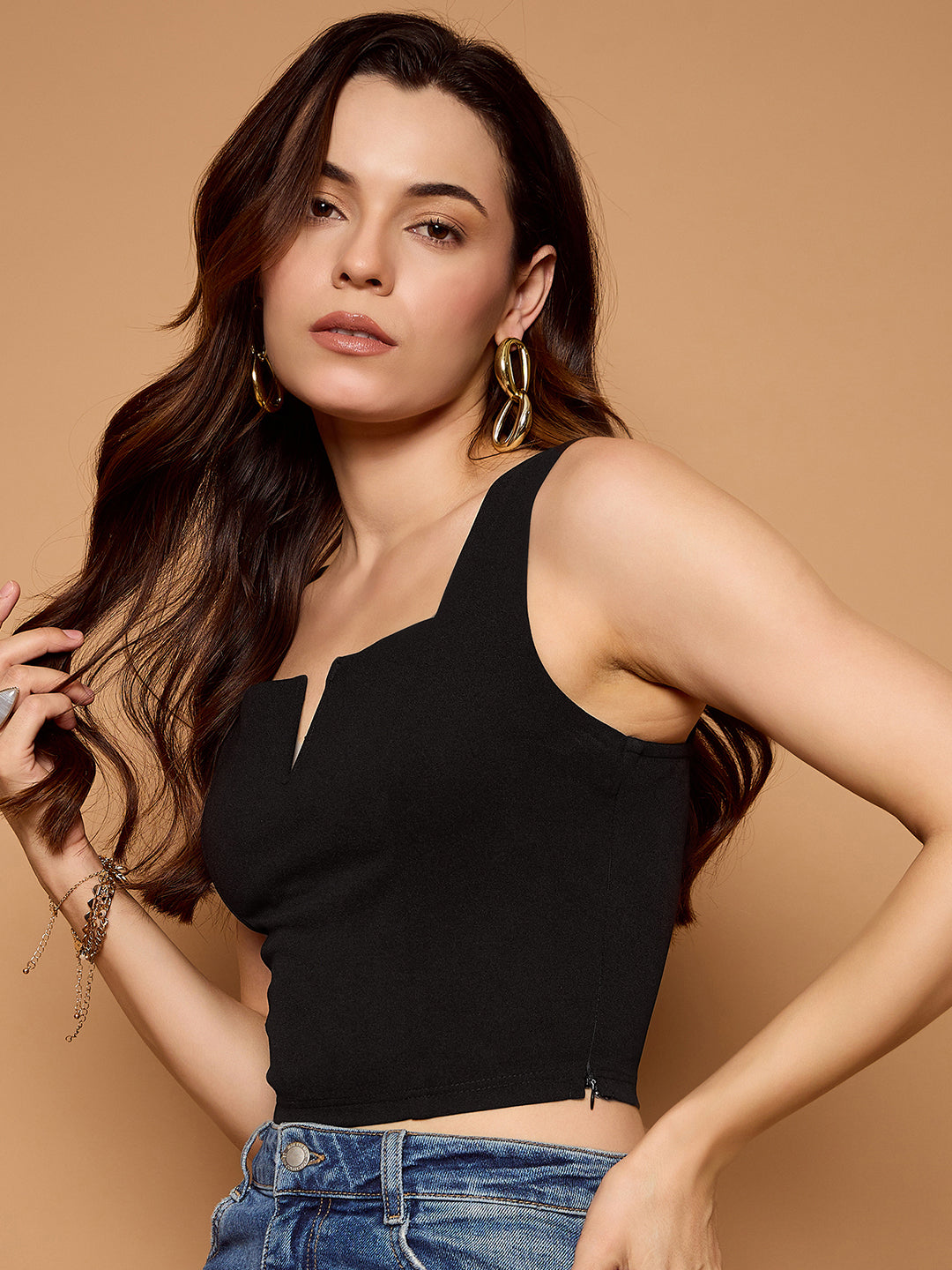 V-Cut Solid Tank Top